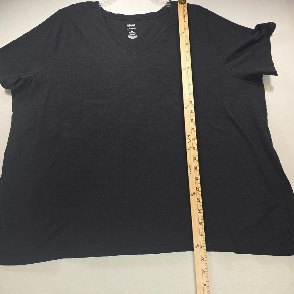 Sonoma Goods For Life Women Black Everyday Tee V-Neck Cotton Plus Size 2X - Picture 5 of 7